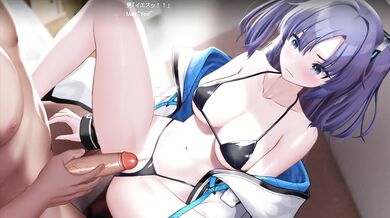 Cross-Sectional View of Yuuka Hayase Consuming a Hentai Porn Video