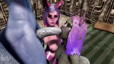 Sucking the cum out of a Futa demons ass as they train with their Sucubusses! (DiDongo)