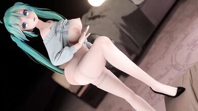 Rocking chair banging with a sexy lo*li Miku