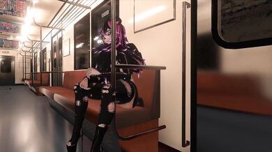 Busty MILF Futa Gets Taken by Multiple Jerks on a Train Ride Home