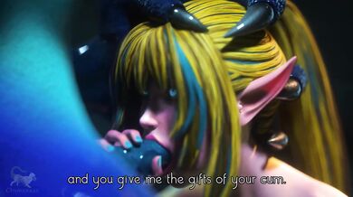 Ecstatically Sucking a Giant Blue Monster Cock - An Elven Delight