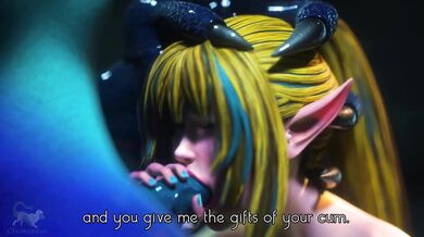 Ecstatically Sucking a Giant Blue Monster Cock - An Elven Delight