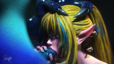 Ecstatically Sucking a Giant Blue Monster Cock - An Elven Delight