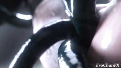 Inside the tentacle lair, she is taken by two of them while another watches and masturbates