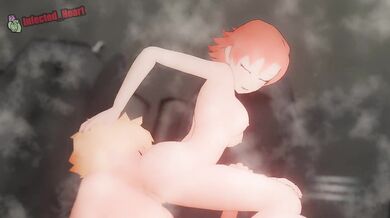 Horny Sun, Nora, and Weiss get soaked with a steamy shower suck train!
