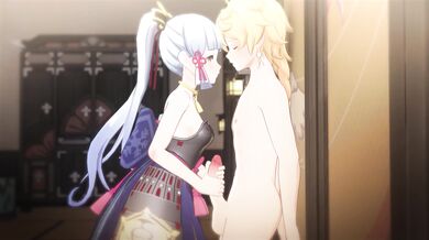Ayaka Kamisatos steamy love affair with the Aether 4k