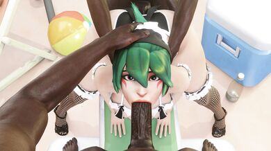 Kirikos Beach Fun with Black Maid and Save Ass