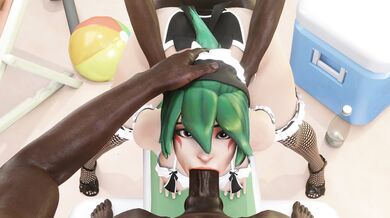 Kirikos Beach Fun with Black Maid and Save Ass