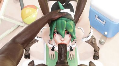 Kirikos Beach Fun with Black Maid and Save Ass