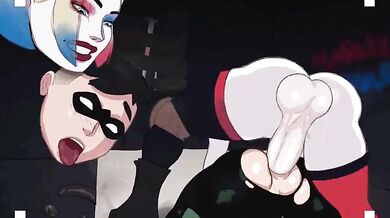 Sexy Harley seductively smashes her pussy on Robins ass in hardcore anal action!