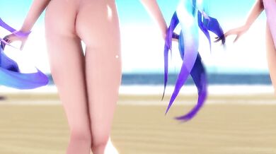 Girls Just Wanna Have Fun with Miku, Rin, Luka, and Haku (Naked)