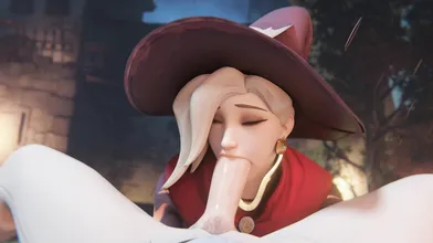 Watch as the young witch Mercy receives a rain-soaked blowjob in this hot 4k hentai porn video!