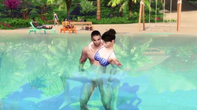 Public Beach Fuckfest: Tattooed Brunette and Two Strangers Get Down and Dirty