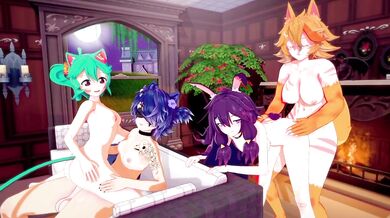 Buffpup, Snuffy, Rosedoodle and Lyn Mametchi get up close and personal with one another in a hot tub