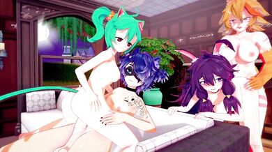 Buffpup, Snuffy, Rosedoodle and Lyn Mametchi get up close and personal with one another in a hot tub