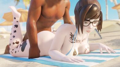 Mei, the Beach Whore, Gets Fucked by a Stranger in Blackface [Blacked Edit] [Cawniel]