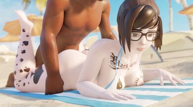 Mei, the Beach Whore, Gets Fucked by a Stranger in Blackface [Blacked Edit] [Cawniel]