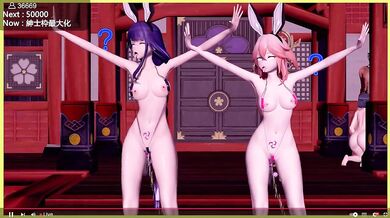 The three of them, Raiden, Yae and a punishment game, were going to have a wild night together