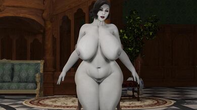 The Sexy CEO Lady Dimitrescu Gets Fucked From Behind In Silence While Wearing A White Dress