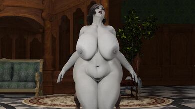 The Sexy CEO Lady Dimitrescu Gets Fucked From Behind In Silence While Wearing A White Dress