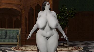 The Sexy CEO Lady Dimitrescu Gets Fucked From Behind In Silence While Wearing A White Dress