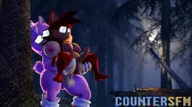 Amy transforms into a werewolf and fucks her best friend Fiona in the woods while their friends watch from afar, until they join in the action too!