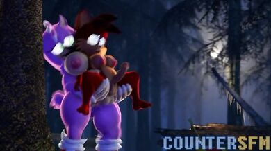 Amy transforms into a werewolf and fucks her best friend Fiona in the woods while their friends watch from afar, until they join in the action too!