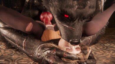 Ravishing Redhead in a Werewolf Suit Fucked without Interruption by Hairy Monster