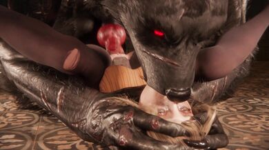 Ravishing Redhead in a Werewolf Suit Fucked without Interruption by Hairy Monster