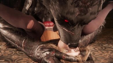 Ravishing Redhead in a Werewolf Suit Fucked without Interruption by Hairy Monster