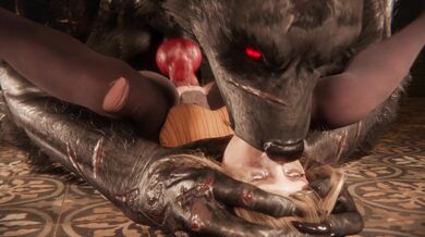 Ravishing Redhead in a Werewolf Suit Fucked without Interruption by Hairy Monster