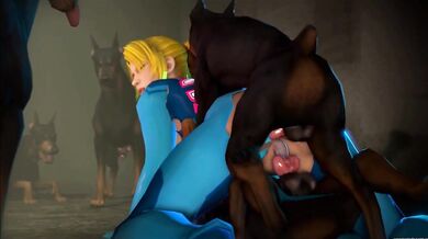 Hentai: Samus x Dogs Double Penetration [Rekin3D]