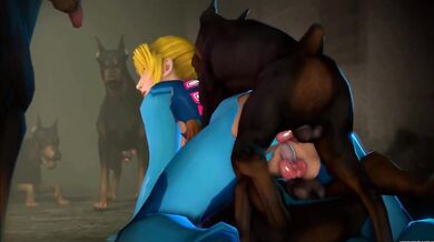 Hentai: Samus x Dogs Double Penetration [Rekin3D]