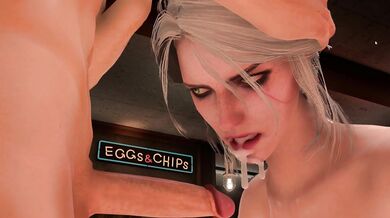 Siris mouth was stuffed with Toms cock while she sucked on it with all her might, moaning loudly and trying not to gag as he fucked her face