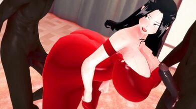 Sexual Encounter with a Goddess: Yaoyorozu and Momo vs BBC Code Yumi