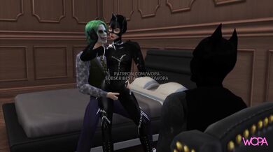Batman, Joker and Catwomans forbidden love triangle in front of Batman