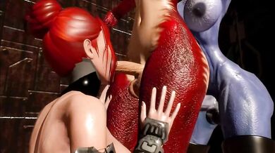 Redhead with two sexy succubi