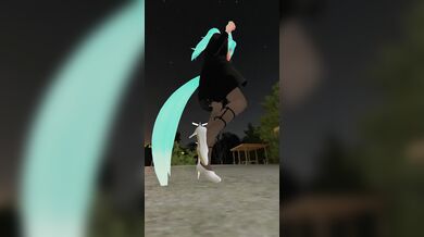 A sexy wolfgirl revealing herself in a public open space at night~ (Vertical)