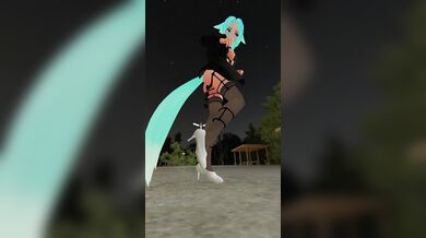 A sexy wolfgirl revealing herself in a public open space at night~ (Vertical)