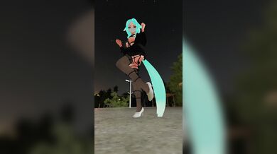 A sexy wolfgirl revealing herself in a public open space at night~ (Vertical)