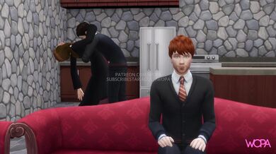 Harry Potter and the Forbidden Fuck: Hermione Granger gets pounded behind Ron Wesleys back while he watches