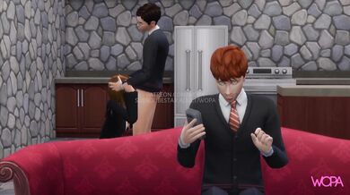 Harry Potter and the Forbidden Fuck: Hermione Granger gets pounded behind Ron Wesleys back while he watches