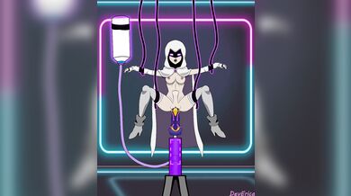 Busty MILF gets fucked by a horse dick toy while wearing white lingerie