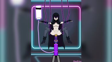 Sexy Raven gets fucked by a Big Horse Dick Toy