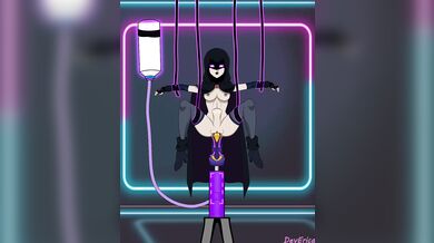 Sexy Raven gets fucked by a Big Horse Dick Toy