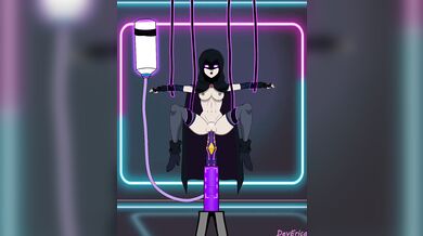 Sexy Raven gets fucked by a Big Horse Dick Toy