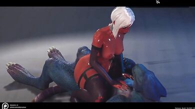 Mighty Lizardman ravages a curvy chick with a big ass, then takes charge as the dominant one