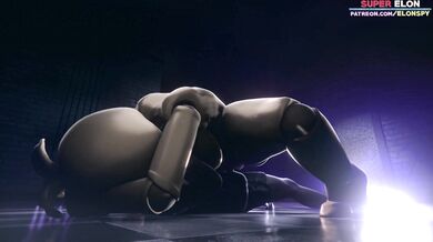 A Sex-Crazed Toy Chica Fucks a Man in the Service Room