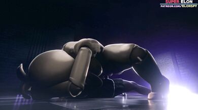 A Sex-Crazed Toy Chica Fucks a Man in the Service Room