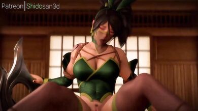 Mortal Kombat bunny Akali jumps on a cock!